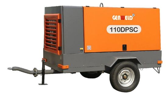 comprar GENWELD 110DPSC Compressor de ar móvel a diesel com motor Yuchai de 118 kW China IV Emission e configuração de 2 rodas Fabricação em linha