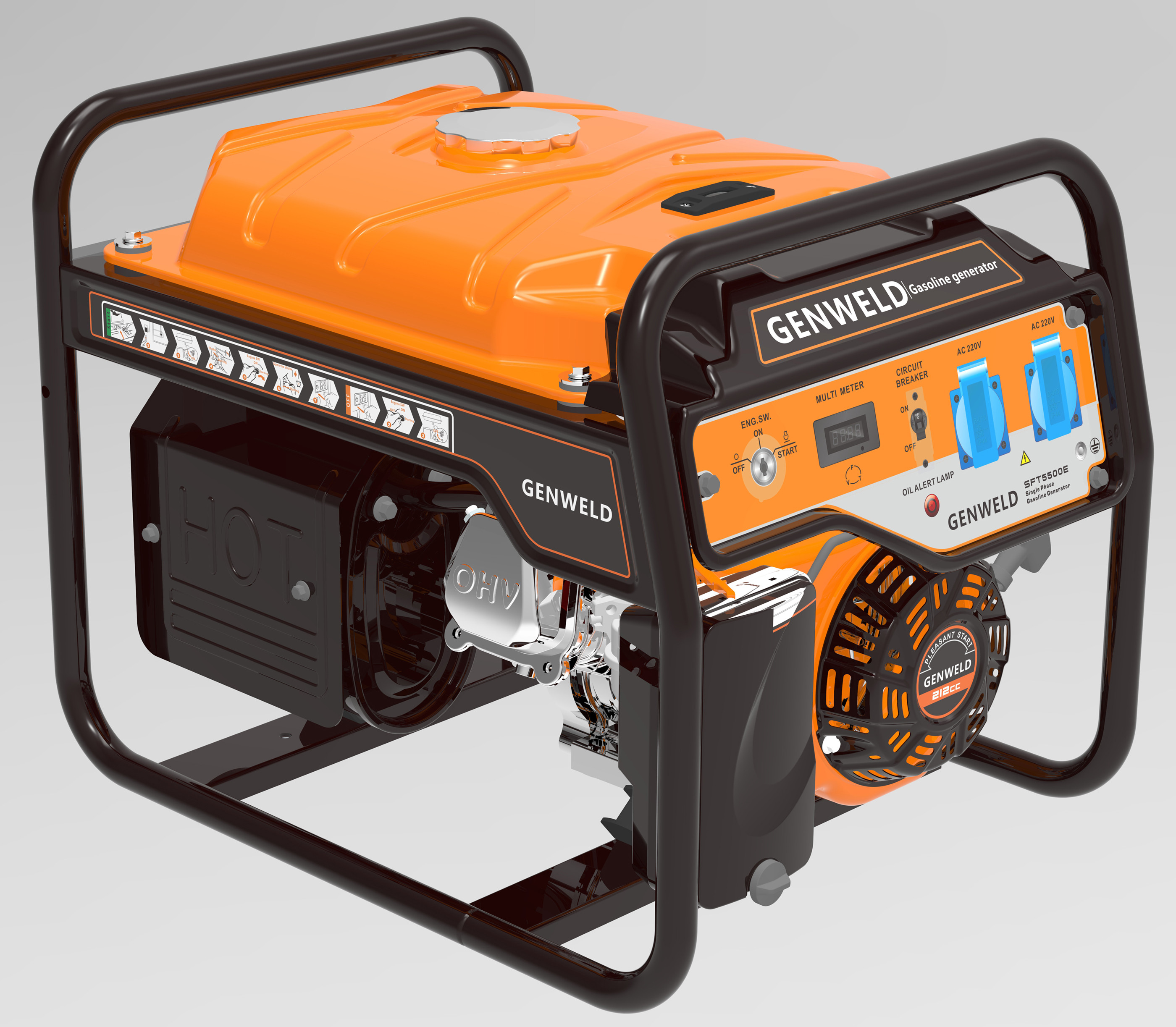 4kW 230V Portable Gasoline Generator Overload Circuit Protection
